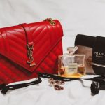 Luxury Shopping - red and black leather handbag