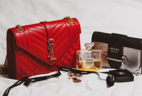 Luxury Shopping - red and black leather handbag