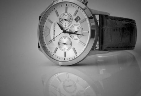 Watches - Black Leather Strap Silver Chronograph Watch