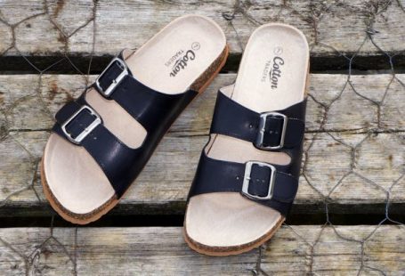 Sandals - Brown-and-black Cotton Leather Sandals on Gray Metal Screen